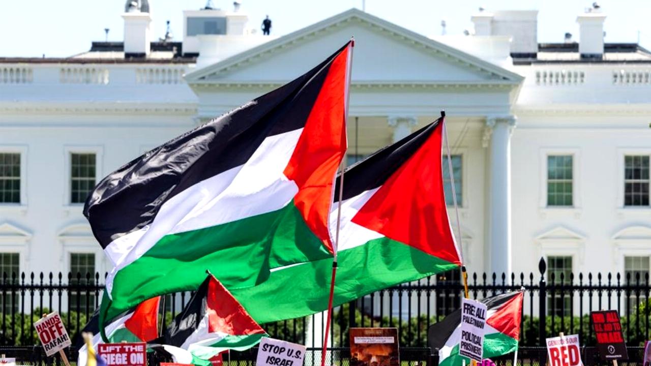 ABD'deki Filistin destekçileri, Beyaz Saray'ı protesto etti. Protestocular, Filistin'e dayalı