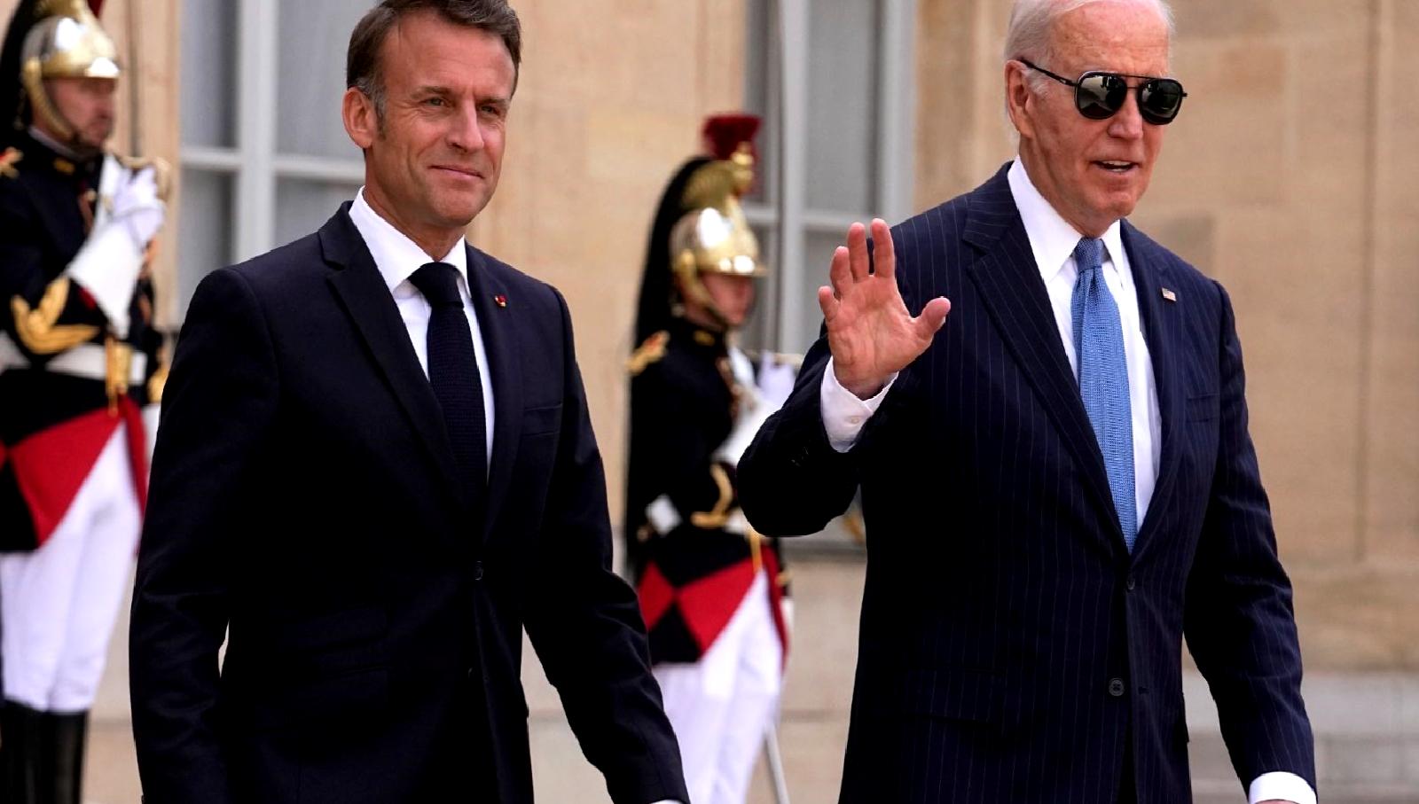 ABD Başkanı Biden ve Fransa Cumhurbaşkanı Macron, ortak basın açıklamasında