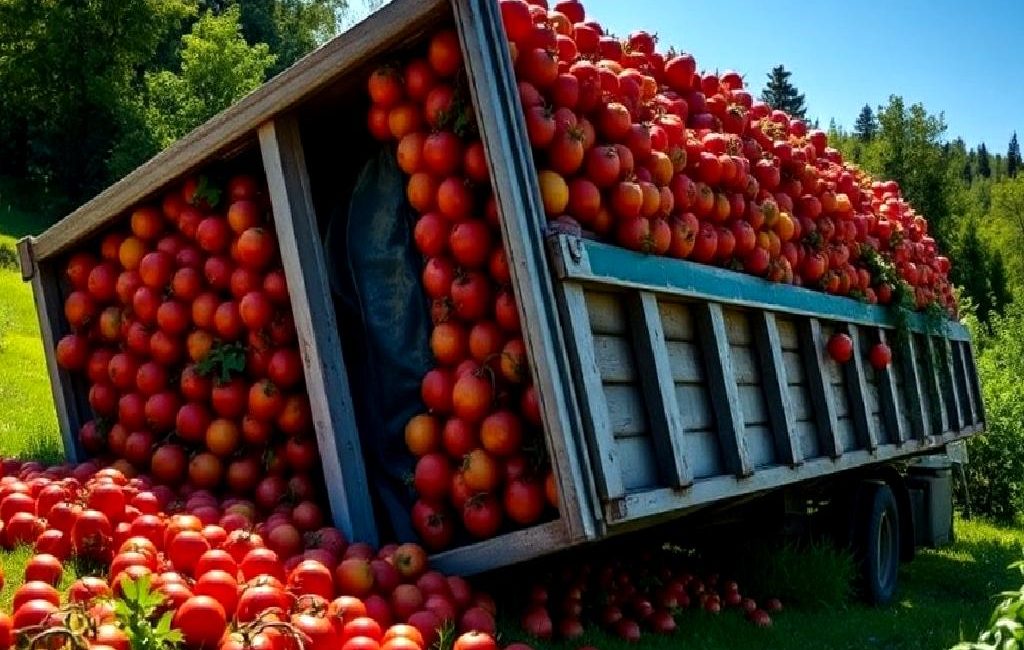 Hatay'da domates yüklü bir TIR'ın şarampole devrilmesi sonucu yaşanan kazada,