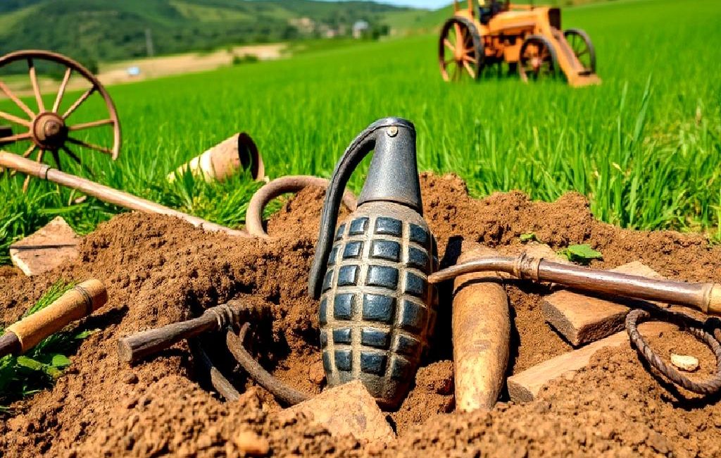 İnegöl’de Tarım Alanında Tarihi El Bombası Bulundu İnegöl'de gerçekleştirilen tarım çalışmaları sırasında tarihi bir el bombası bulundu.