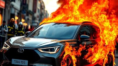 Viranşehir'de park halindeki Togg T10X aracında çıkan yangın, çevredeki vatandaşlarda