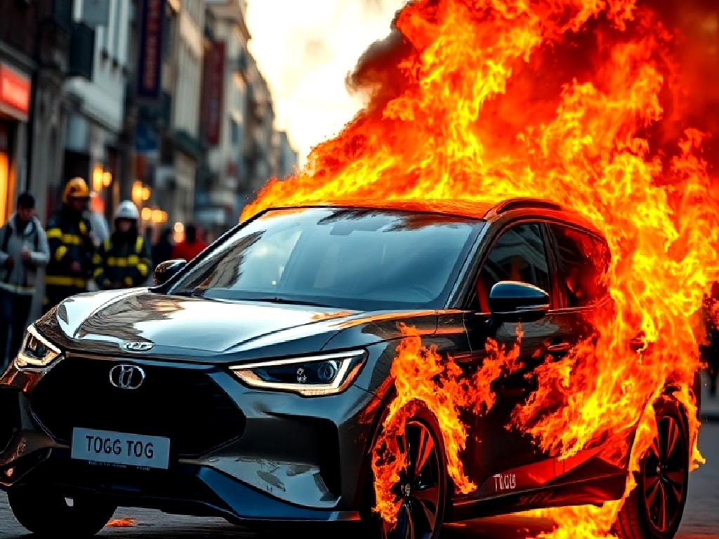 Viranşehir'de park halindeki Togg T10X aracında çıkan yangın, çevredeki vatandaşlarda