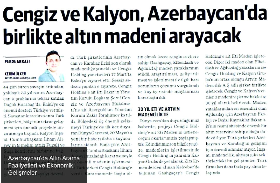 Azerbaycan'da Altın Arama Faaliyetleri