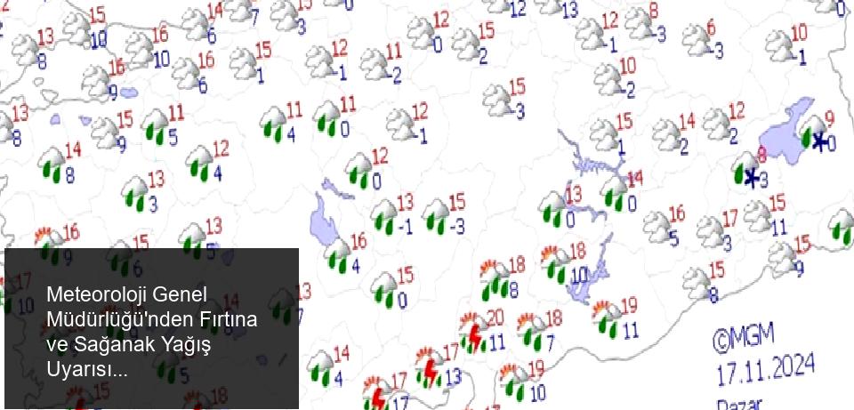 Meteoroloji Genel Müdürlüğü'nden Fırtına ve Sağanak Yağış Uyarısı