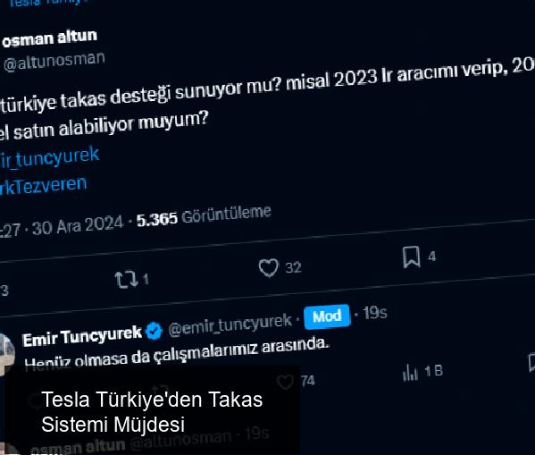 Tesla Türkiye'den Takas Sistemi Müjdesi