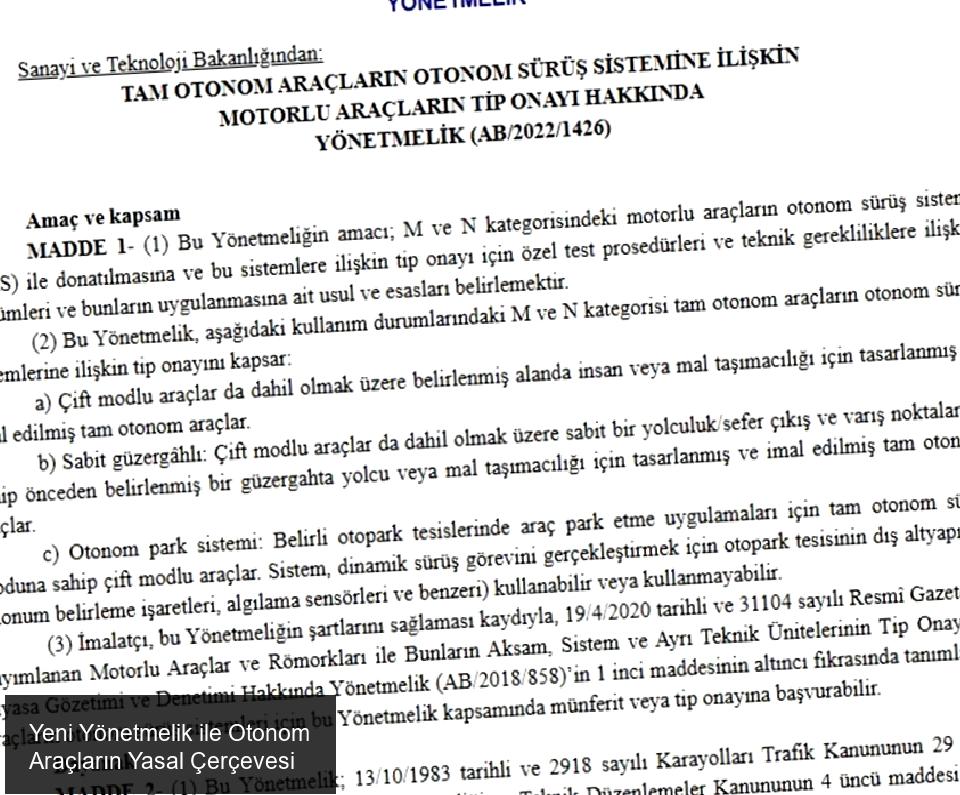 Yeni Yönetmelik ile Otonom Araçların Yasal Çerçevesi Belirleniyor