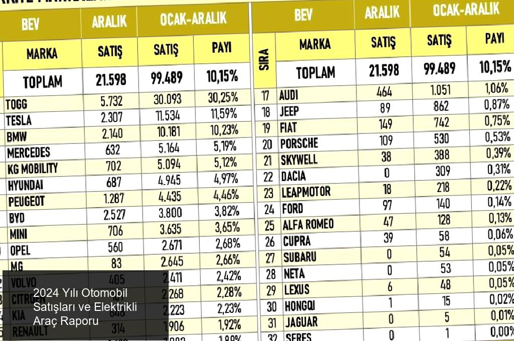 Elektrikli Araç Satışları
