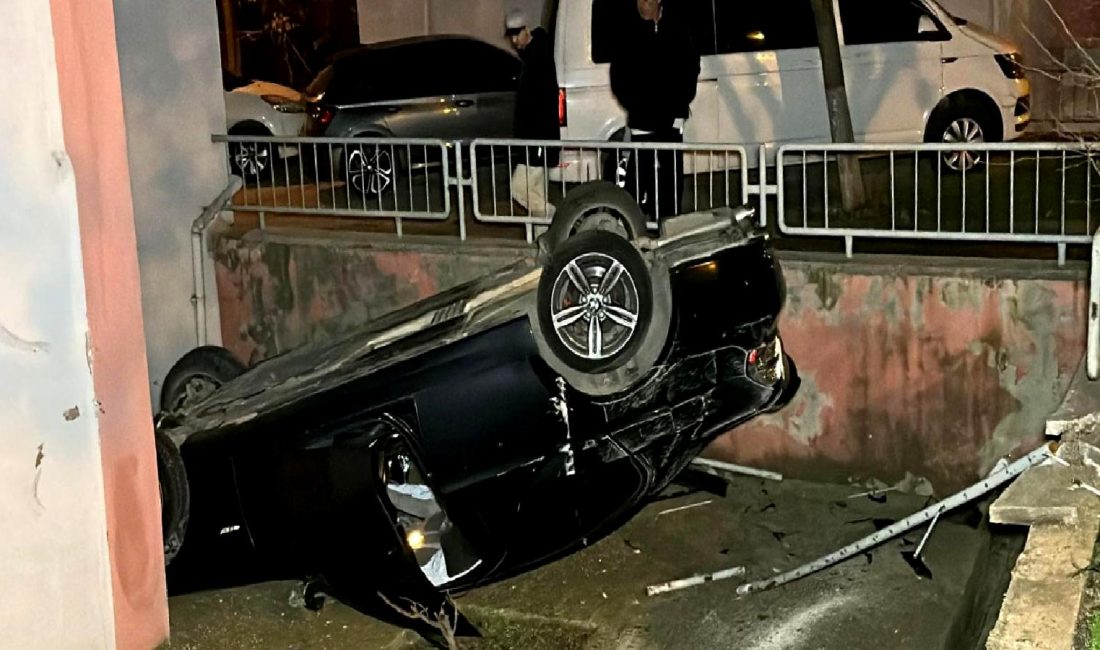 Bursa'da meydana gelen ilginç bir kaza, ters dönen bir aracın