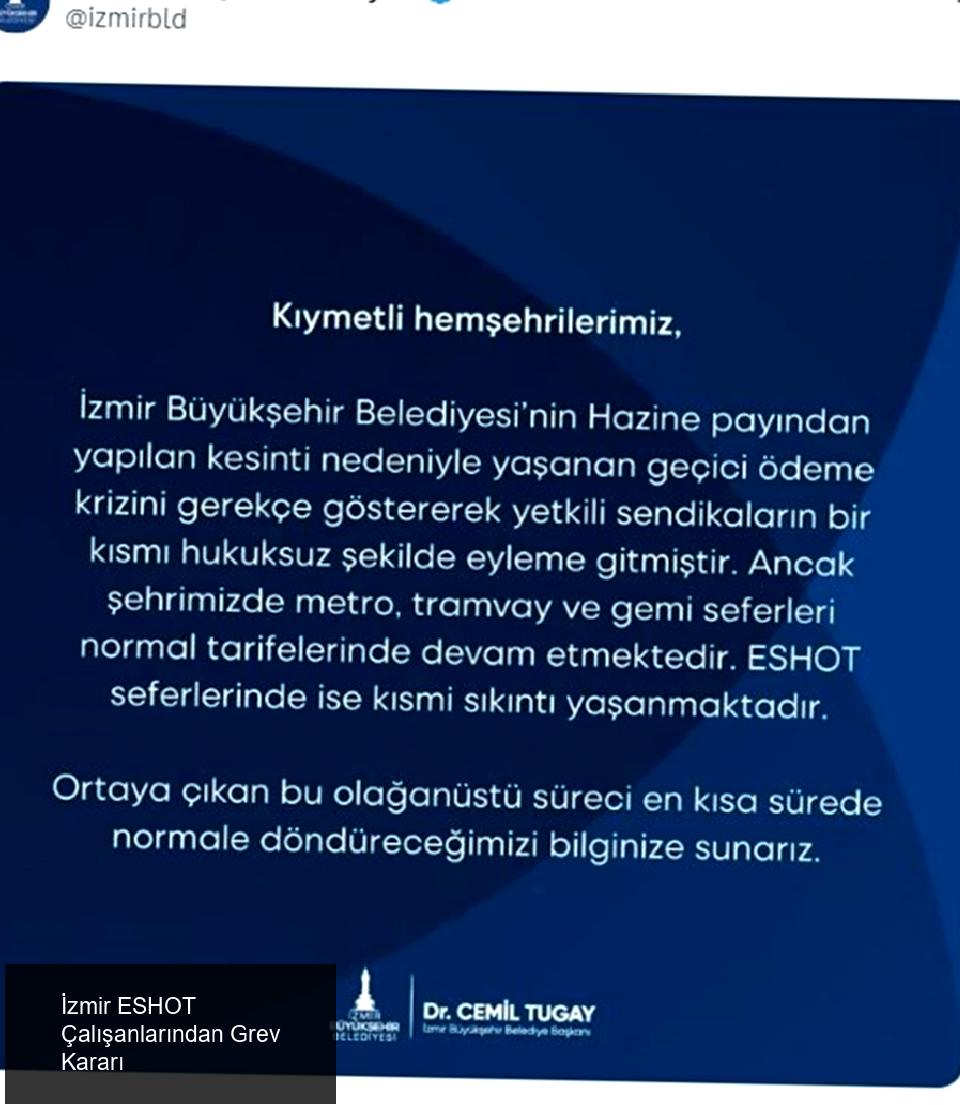 İzmir'de ESHOT Çalışanlarından Grev Kararı