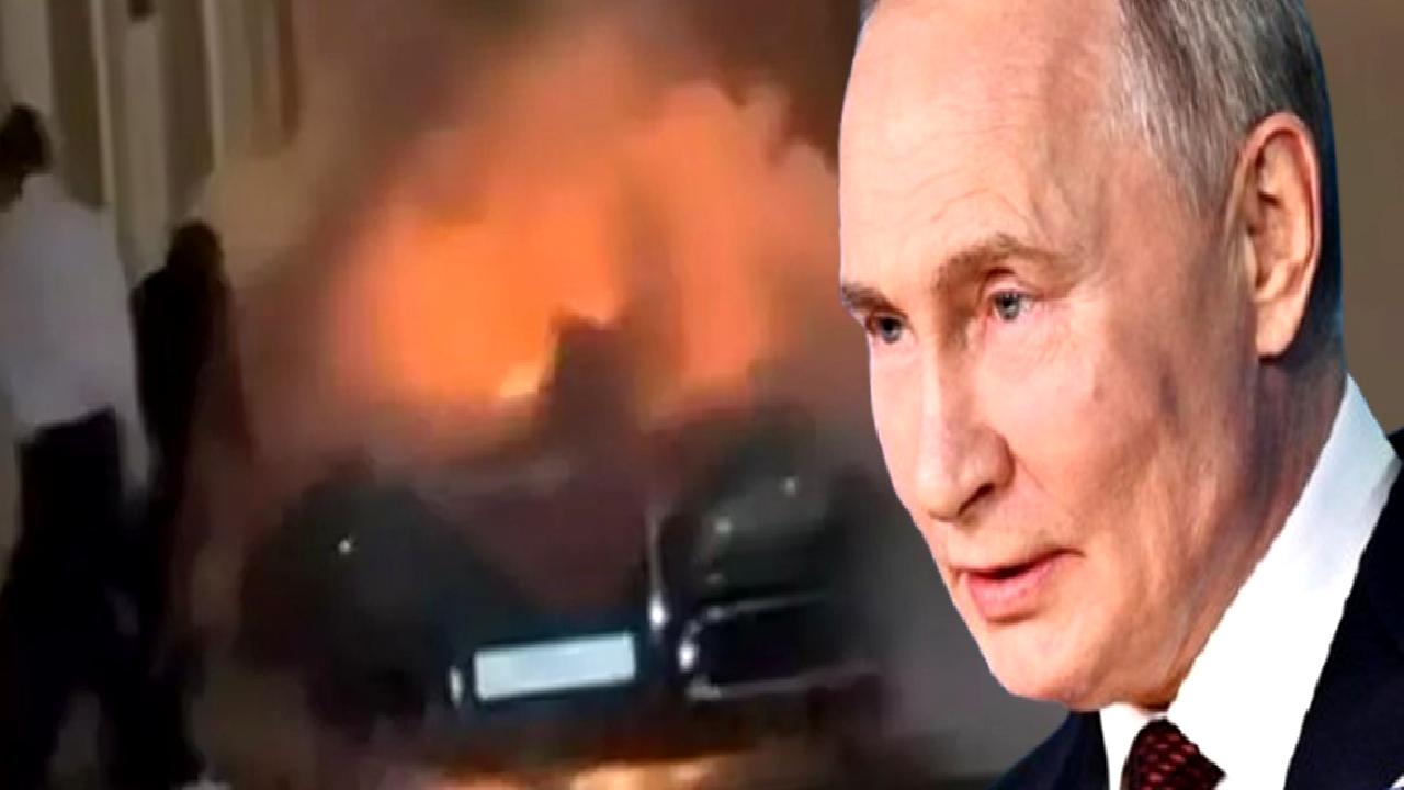 Moskova'da Putin'in limuzininde meydana gelen patlama sonrası yangın çıktı. Olayın
