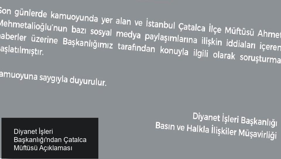 Diyanet İşleri Başkanlığı'ndan Açıklama