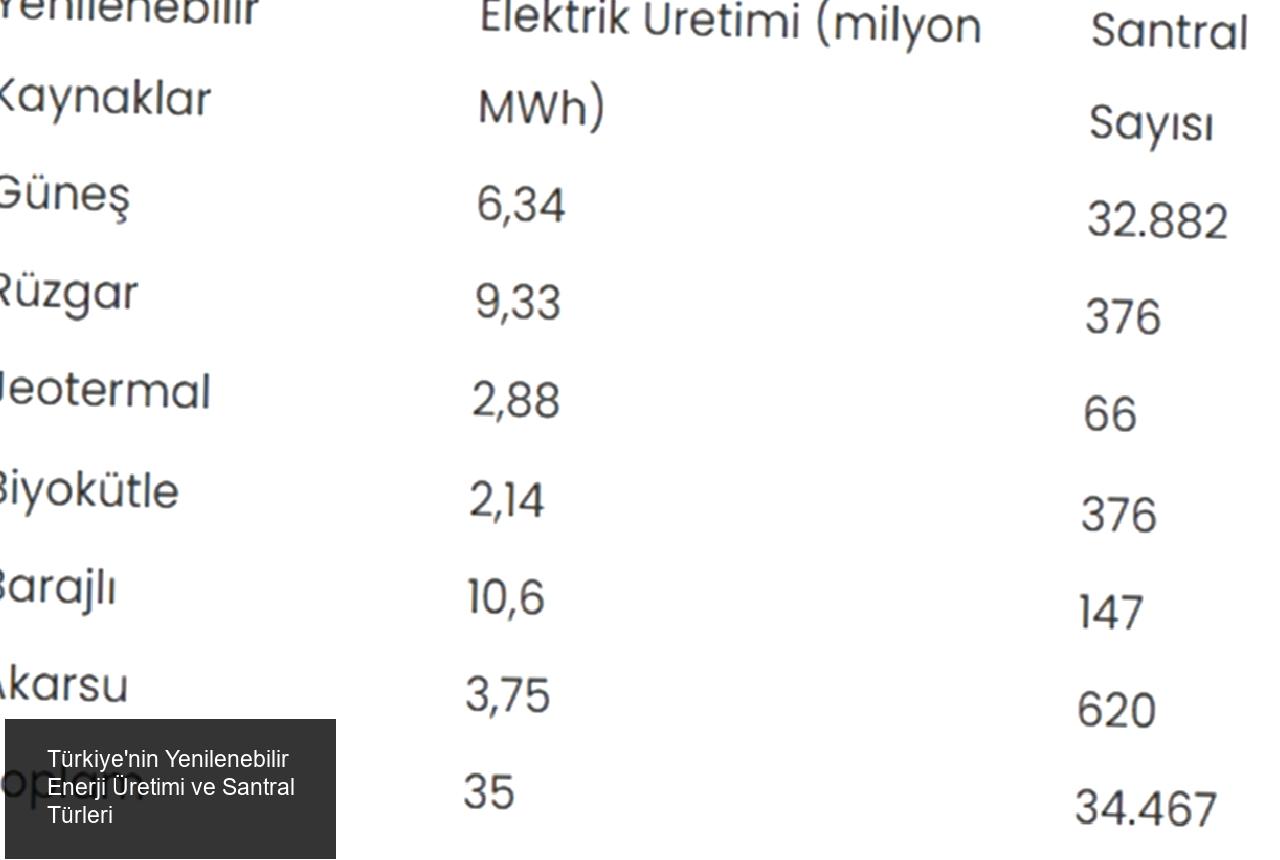 Santral Türleri ve Sayıları