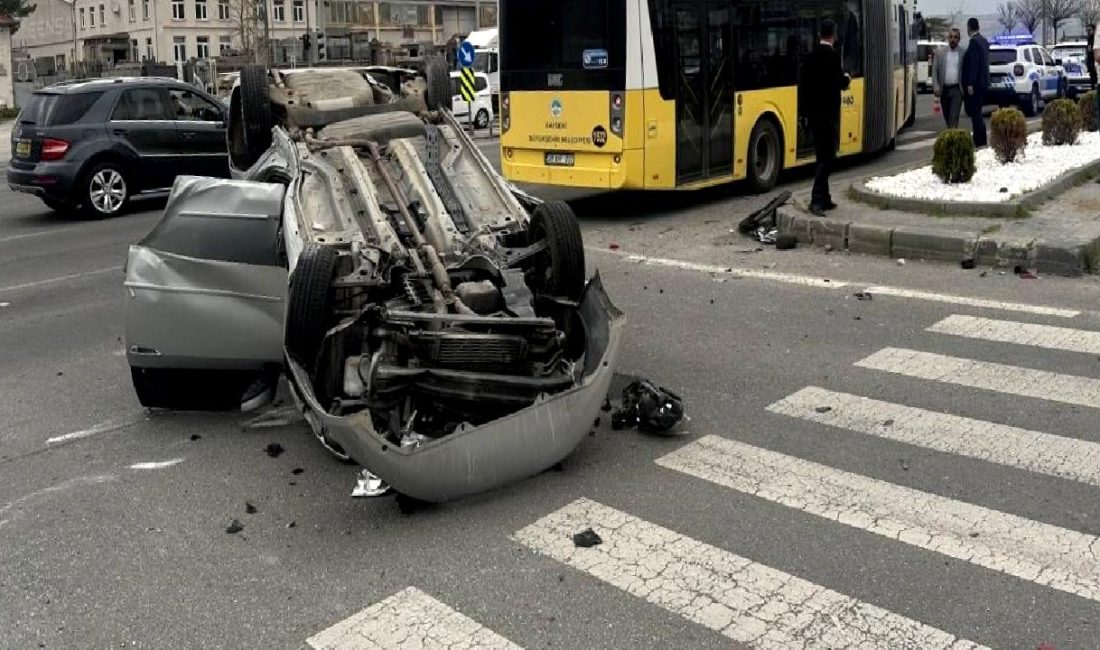 Kayseri Kocasinan'da otobüs ve otomobil çarpışması sonucu meydana gelen yaralanmalar